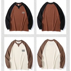 Bicolor crew neck long t-shirt 0216