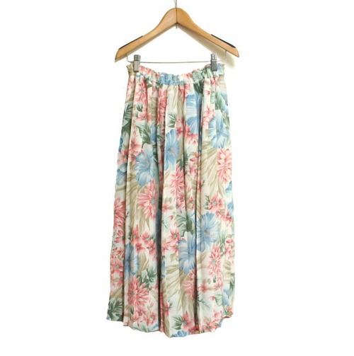 【古着】ALFRED DUNNER パステル 花柄 プリーツ スカート PETITE 10