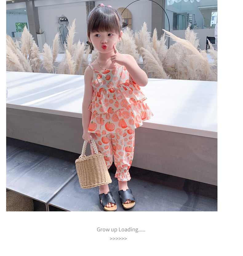 セットアップ キャミソール＋パンツ キッズ ベビー服 セットアップ】うさぎ フルーツ 花柄 海外 子供服 キャミソール パンツ 上下セット 女の子 秋  春 おそろい 洋服 オシャレ 110cm 120cm 130cm 140㎝ 韓国レディース キッズファッション『londonbridge』（ロンドン  ...