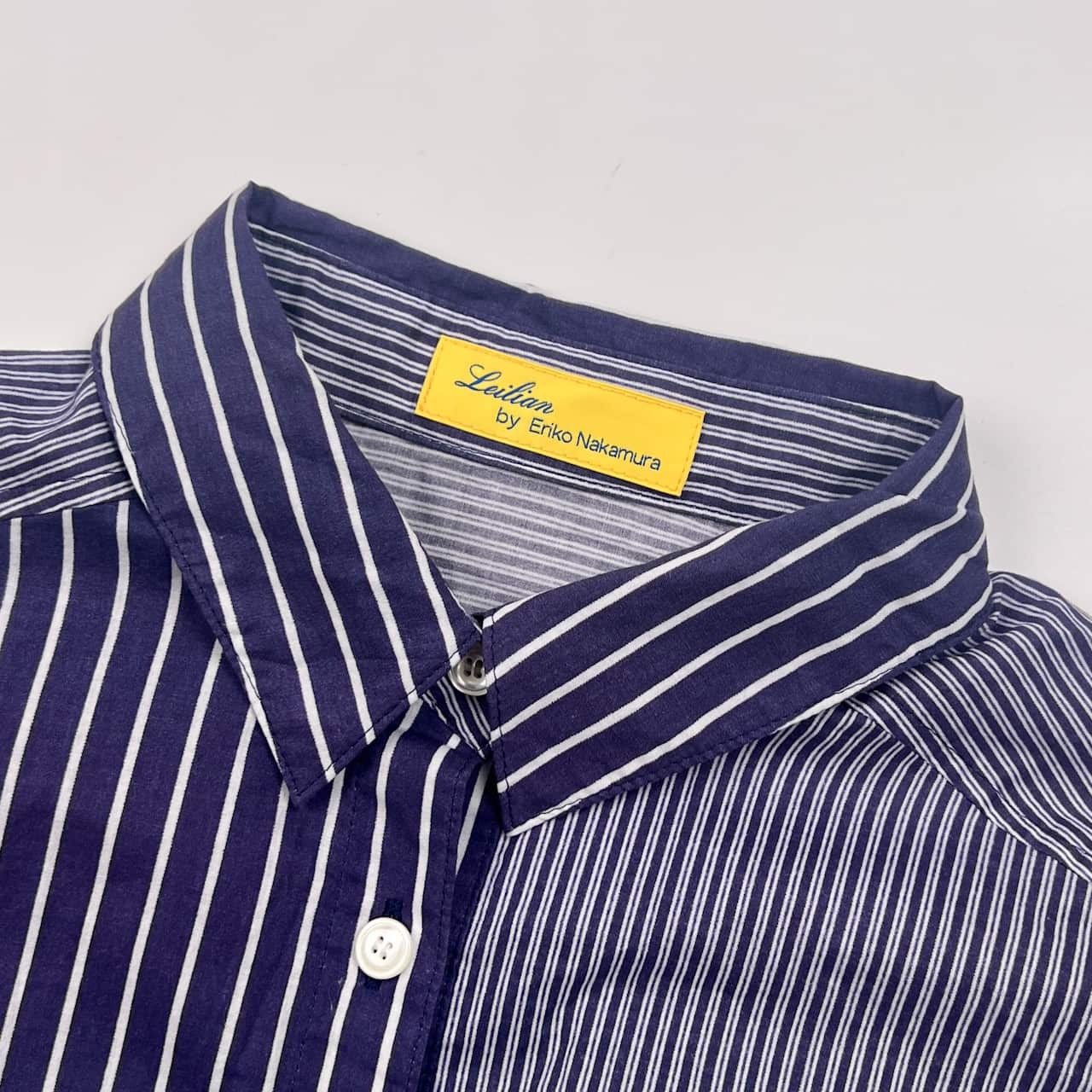 Leilian by Eriko Nakamura レリアン エリコナカムラ ストライプ シャツ ロングワンピース 11/ブルー系 レディース