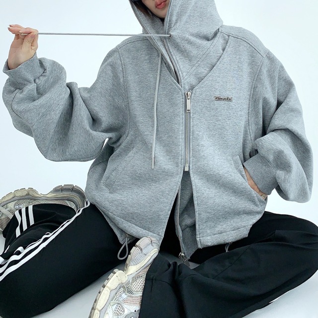 fake two piece sweatshirt zipper　フェイクツーピーススウェットジッパー　J0550