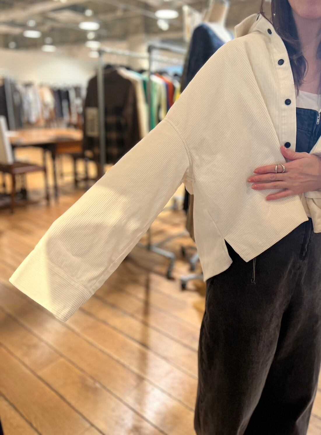 【SELECT】オススメ★ドット釦使いコーデュロイワイドシャツ