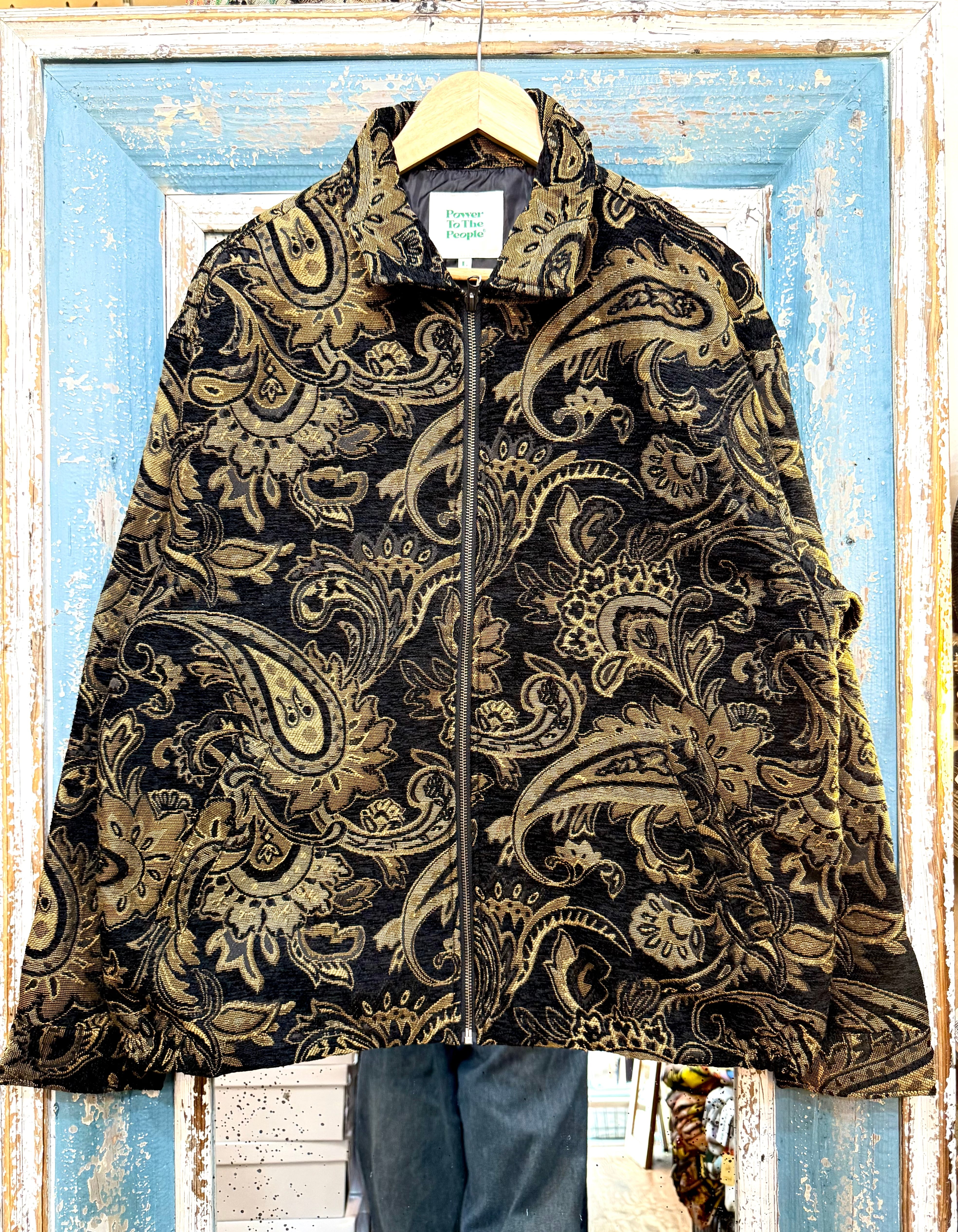 総柄 ゴブラン織り チャイナジャケット ペイズリー ボタニカル柄 ナイロン裏地 レトロフラワー ゴブランブルゾン｜DOUBLE NAME ダブルネーム