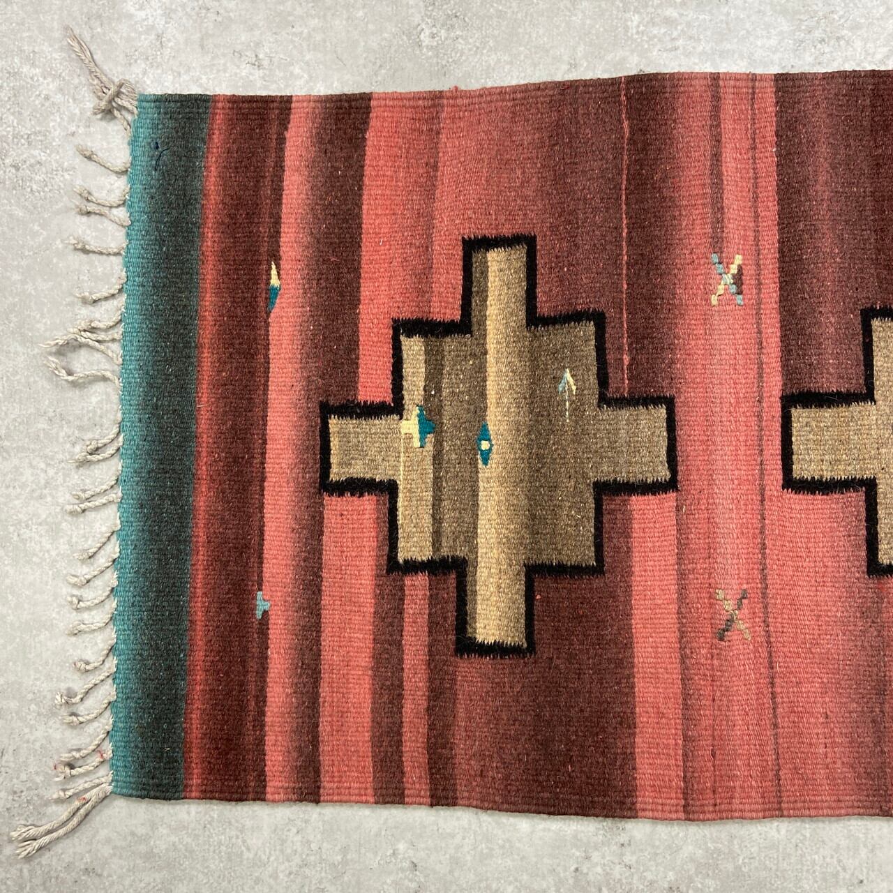 セール/ヴィンテージ サポテックラグ/オアハカラグ/タペテ/56.5×118cm メキシコ オアハカ サポテックラグ タペテ 手織り ウール 105×57