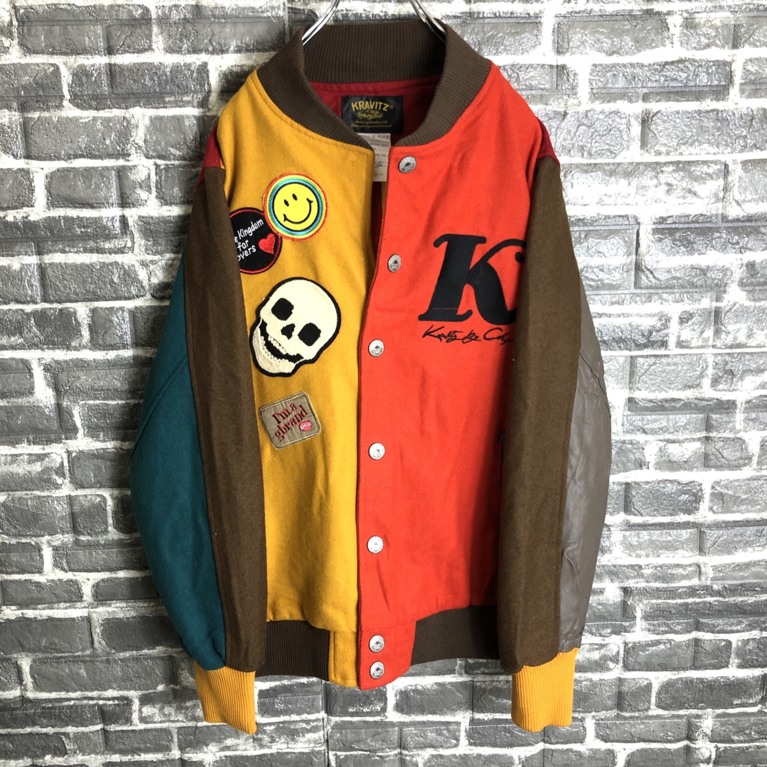 USA製ヴィンテージスタジャン 古着 希少 ゆるだぼ 80s 刺繍ロゴ t66 