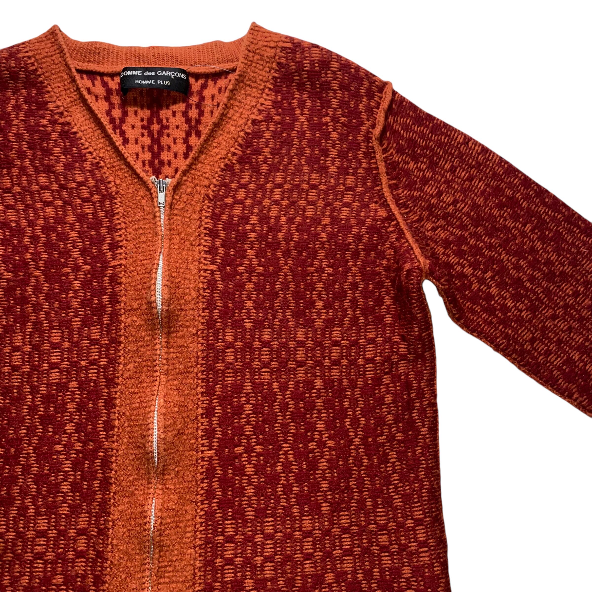 と*う様 comme des garcons ad1999 総柄ニット　90s AD1999 COMME des GARCONS HOMME PLUS full-zip knit cardigan | NOIR