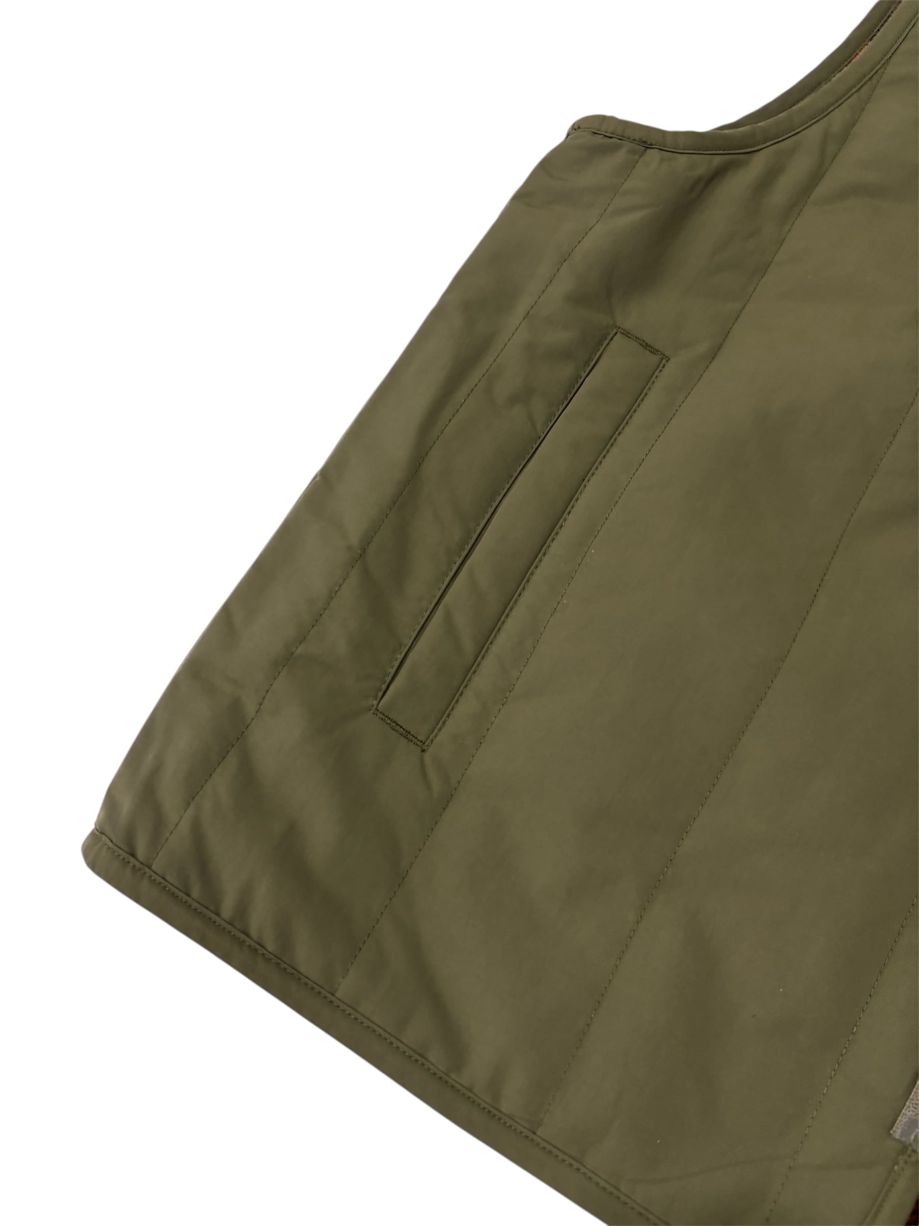 PWA】REFINE-WOOL CHK RV VEST - OLIVE | standlobby