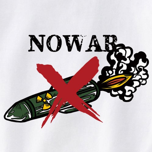 NOWAR 核ミサイル廃止Tシャツ ms95 戦争反対 戦争撲滅 世界平和 メッセージ 選べるサイズデザイン