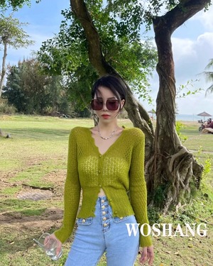 スカラップニットカーディガン　AJ111-252