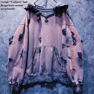 【doppio】vintage “Carhartt” fade design boro custom  sweat hoodie