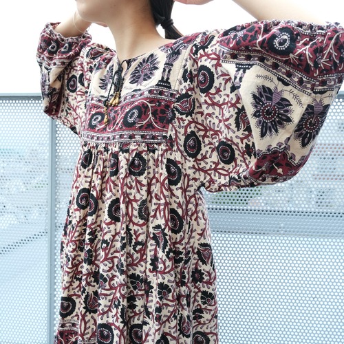 ブロックプリントワンピース