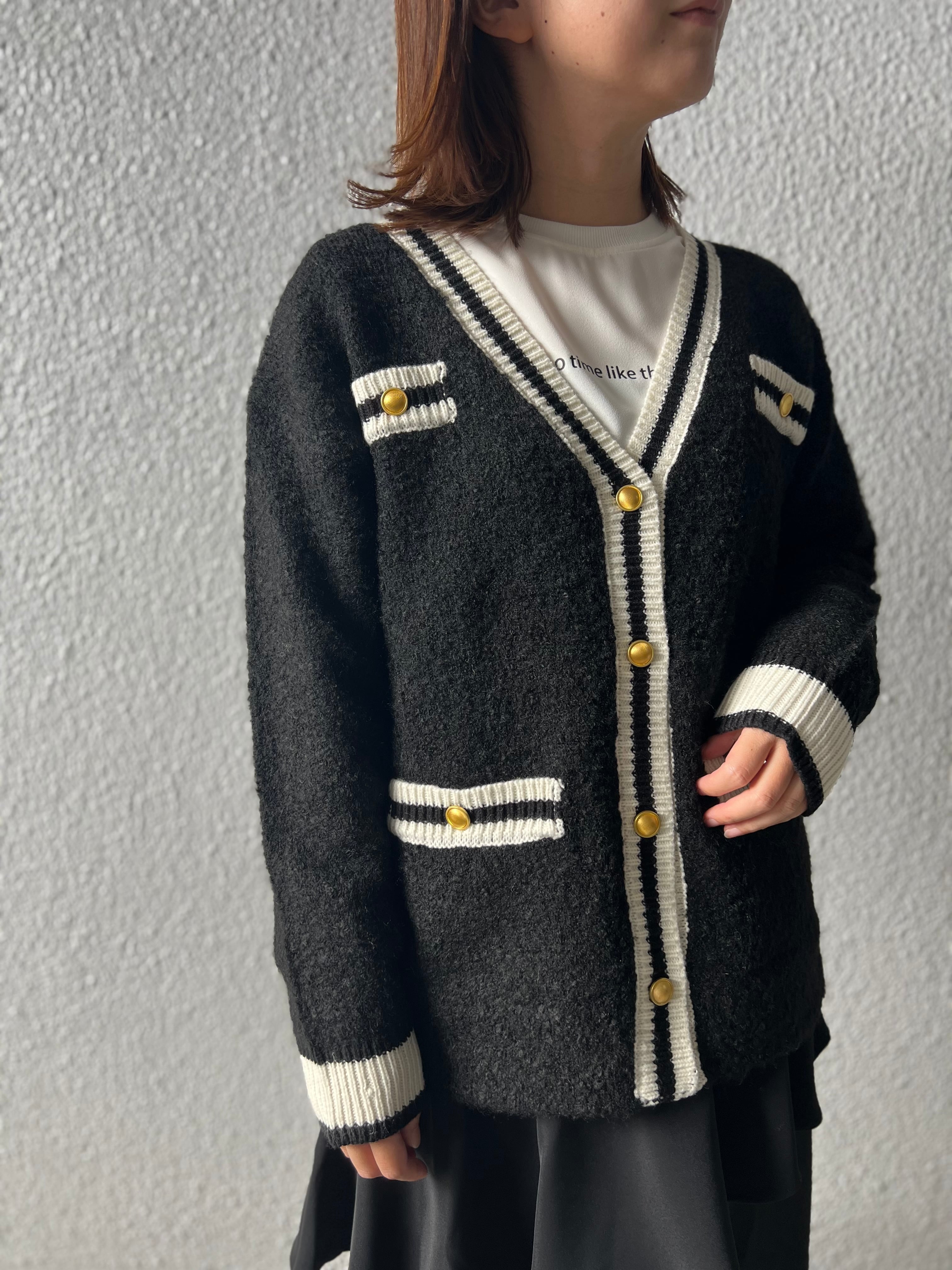 【DOS DIOSAS】ゴールドボタンポケット付きカーディガン D8632