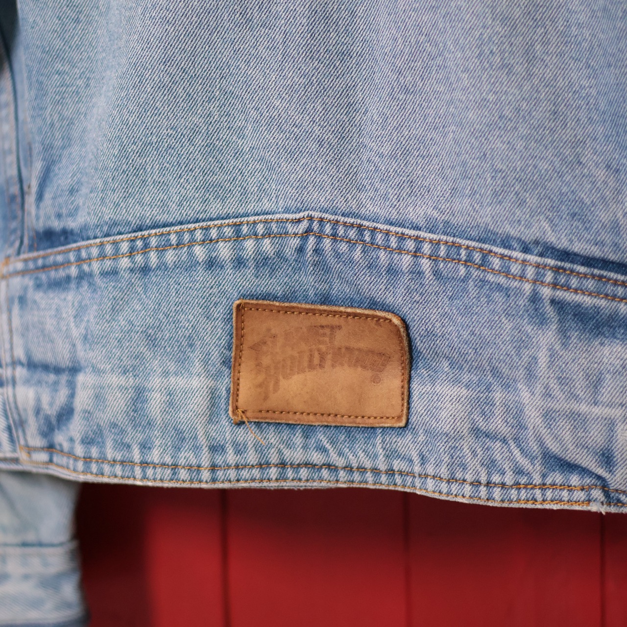 90s PLANET HOLLOWOOD デニムジャケット 刺繍ロゴ ブルー