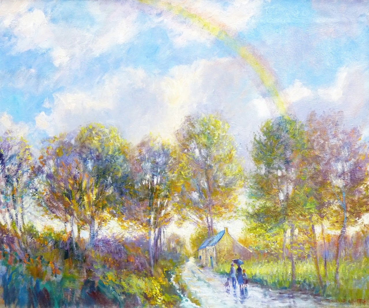 4月の虹、バン・デ・ブルターニュへの農道 | April Rainbow, Country Road to Bain de Bretagne