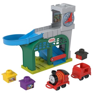 【努力特価】きかんしゃトーマス(Thomas) 1.5才からのマイファーストトーマス 時間だよ ジェームスとナップフォードステーション 乗り物おもちゃ 知育・学習玩具 プレイセット 1歳半から レッド HXW24