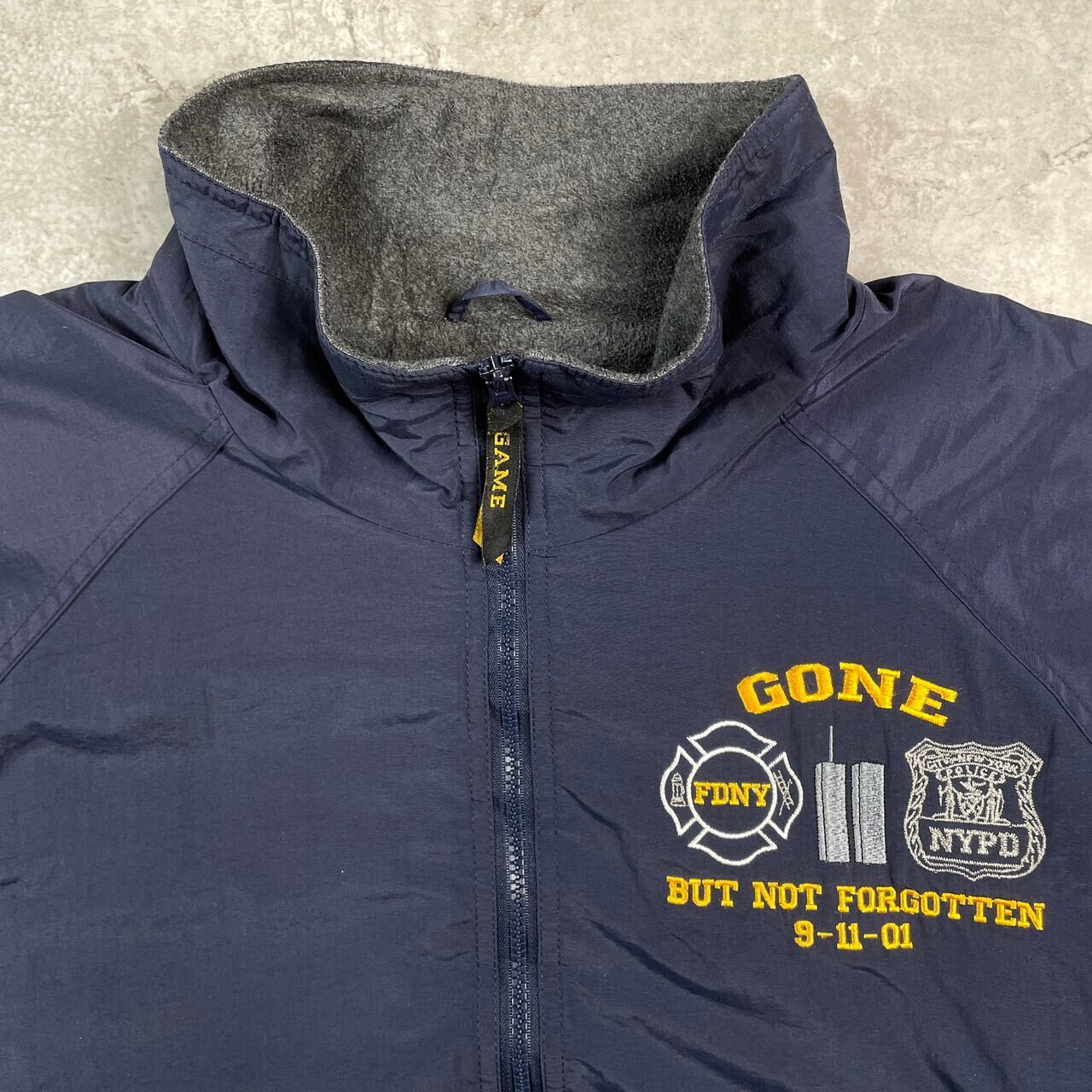00年代 NYPD FDNY 企業ロゴ刺繍 ナイロンジャケット メンズXL 古着 00s