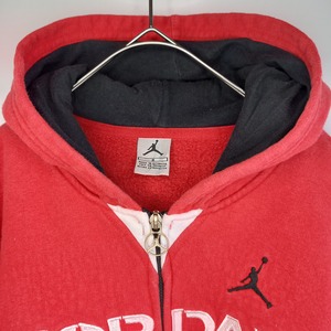 ナイキ　ジョーダン　フルジップ　スウェット　パーカー　刺繍　レッド　ブラック　M