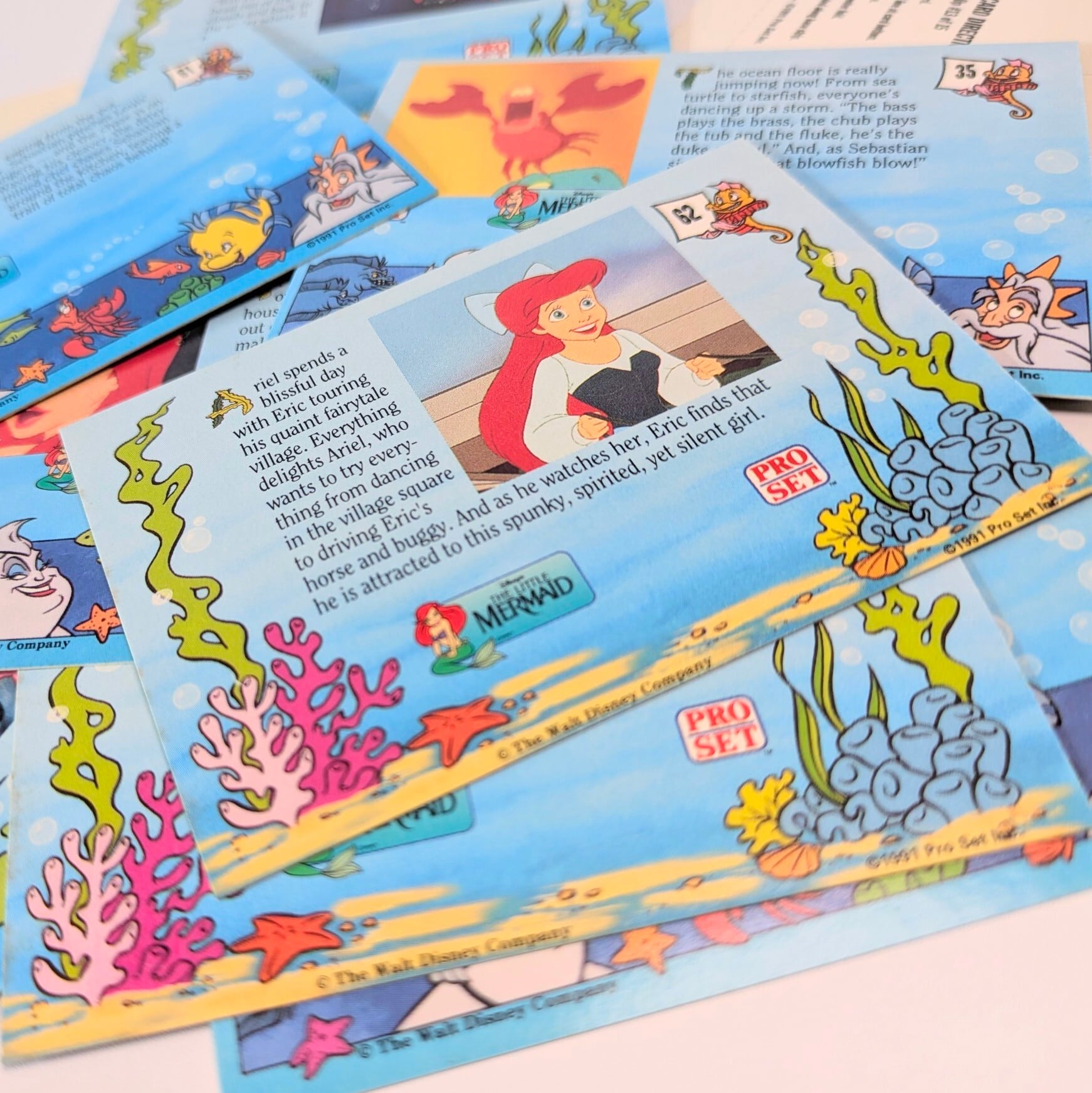 ☆送料無料！☆1991年製 PROSET【 THE LITTLE MERMAID Collectible Story Cards（ リトルマーメイド コレクタブル ストーリー カード ） DISNEY / ディズニー 】VINTAGE トレーディングカード 単品 （1個=8CARDS+2Activity Cards）〚アメリカン雑貨 アメトイ〛
