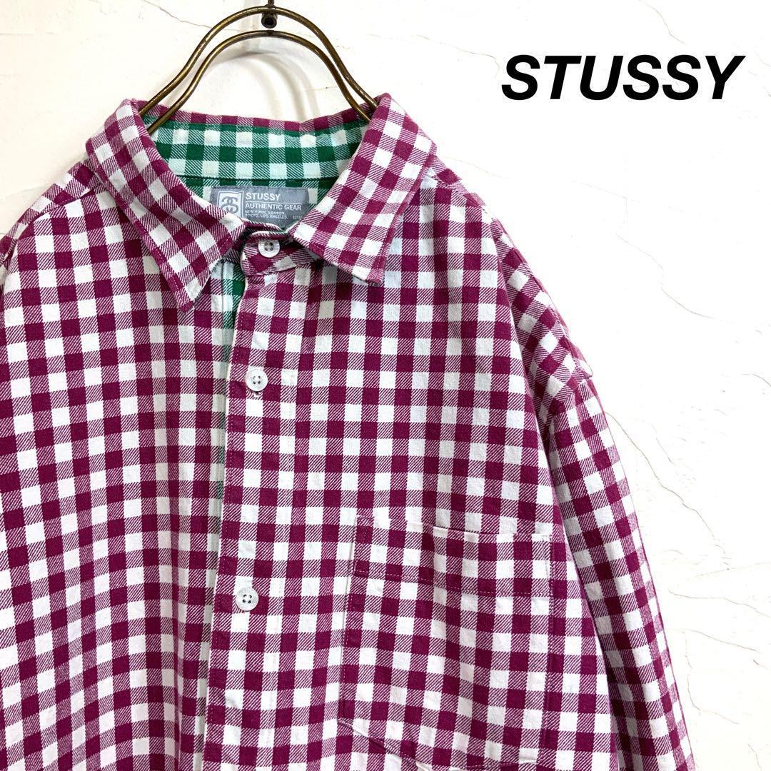 STUSSY ステューシー ギンガムチェック ネルシャツ バイカラー STUSSY ステューシー ギンガムチェック ネルシャツ バイカラー