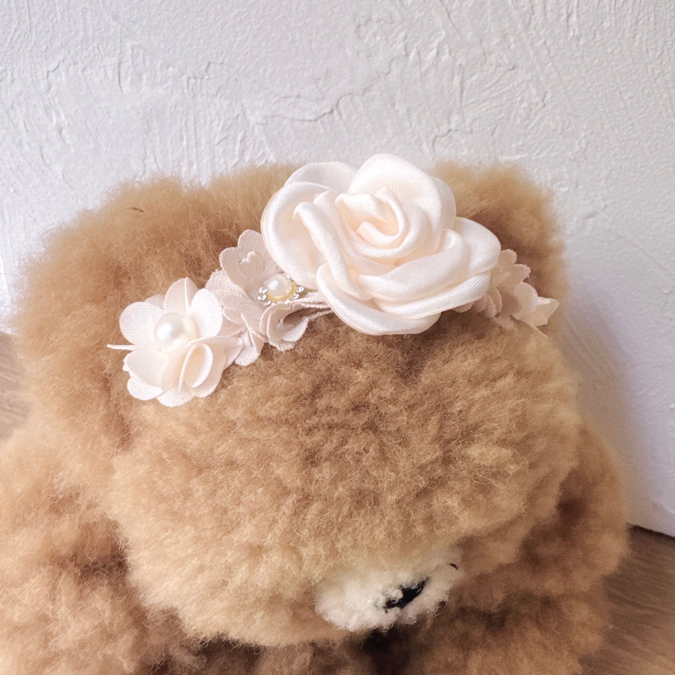 淡色お花のリボンのヘアバンド