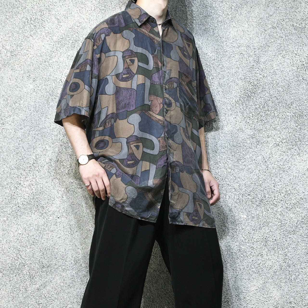 art pattern silk shirt
