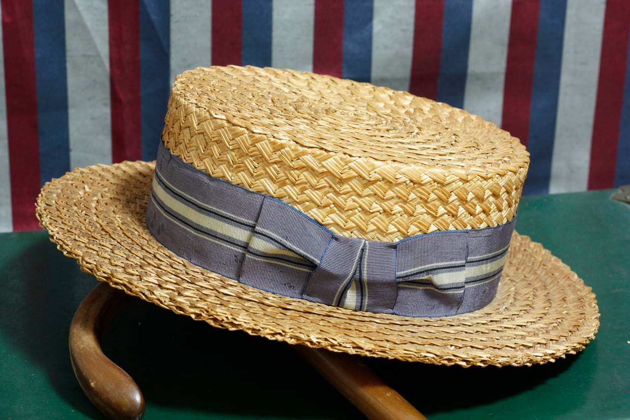 50s USAヴィンテージ 高級カンカン帽 58cm ボーターハット - 帽子