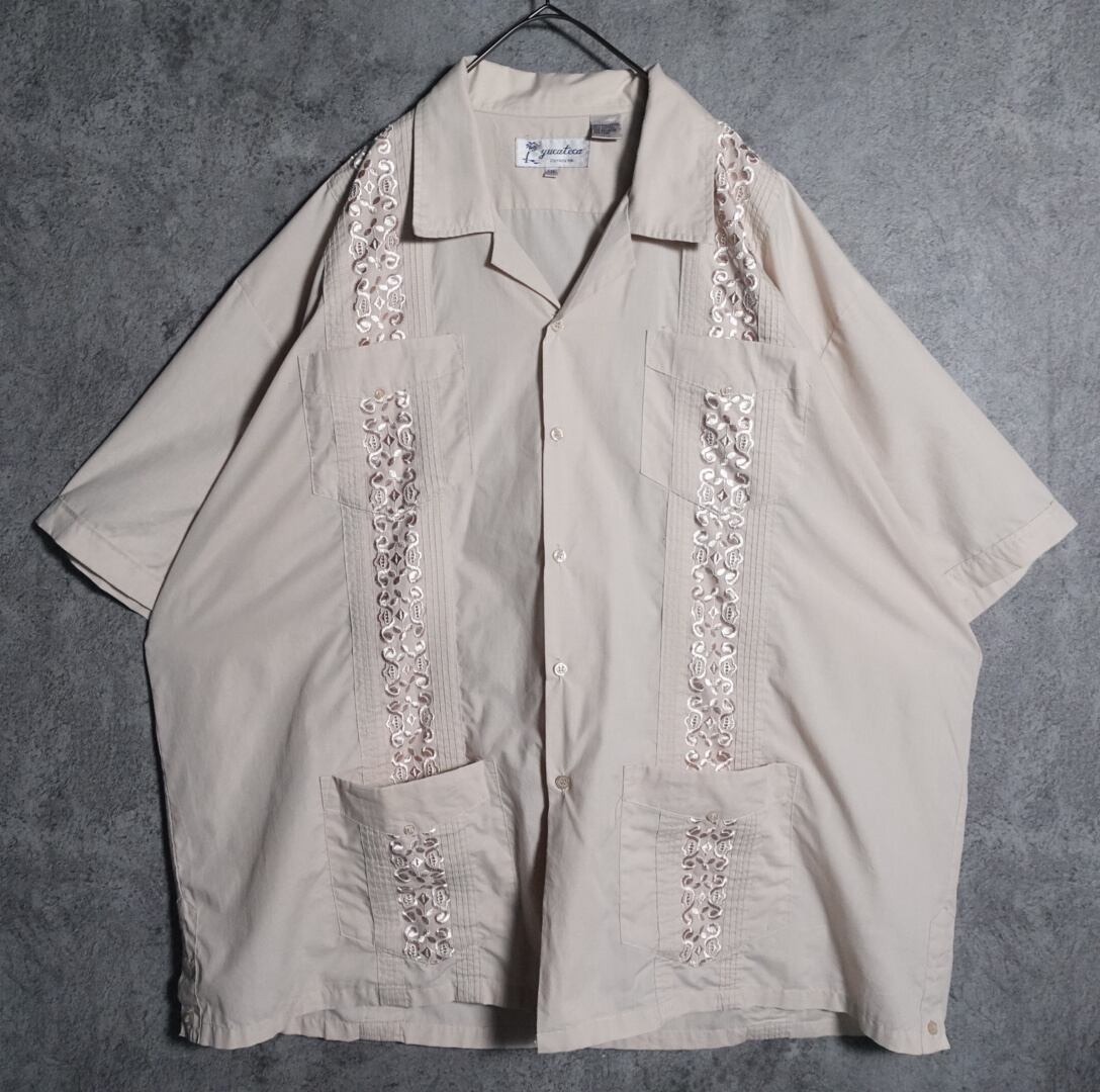 Beige embroidery design Cuba shirt