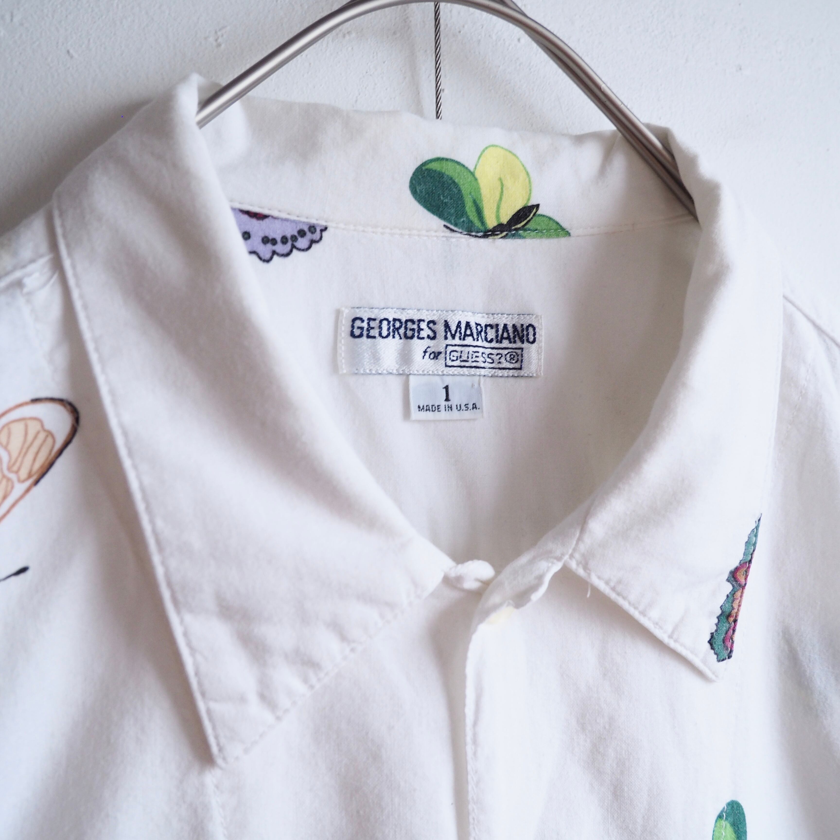 1990s ” Georges Marciano for GUESS ” Butterfly printed cotton SS shirt (made in Usa)