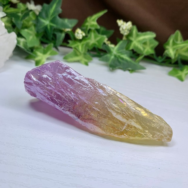 5.パープル×イエロー☆ラフカット☆オーラクォーツ