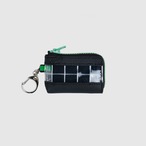 vibram coin pouch keychain (black×clear) with green glowing zip