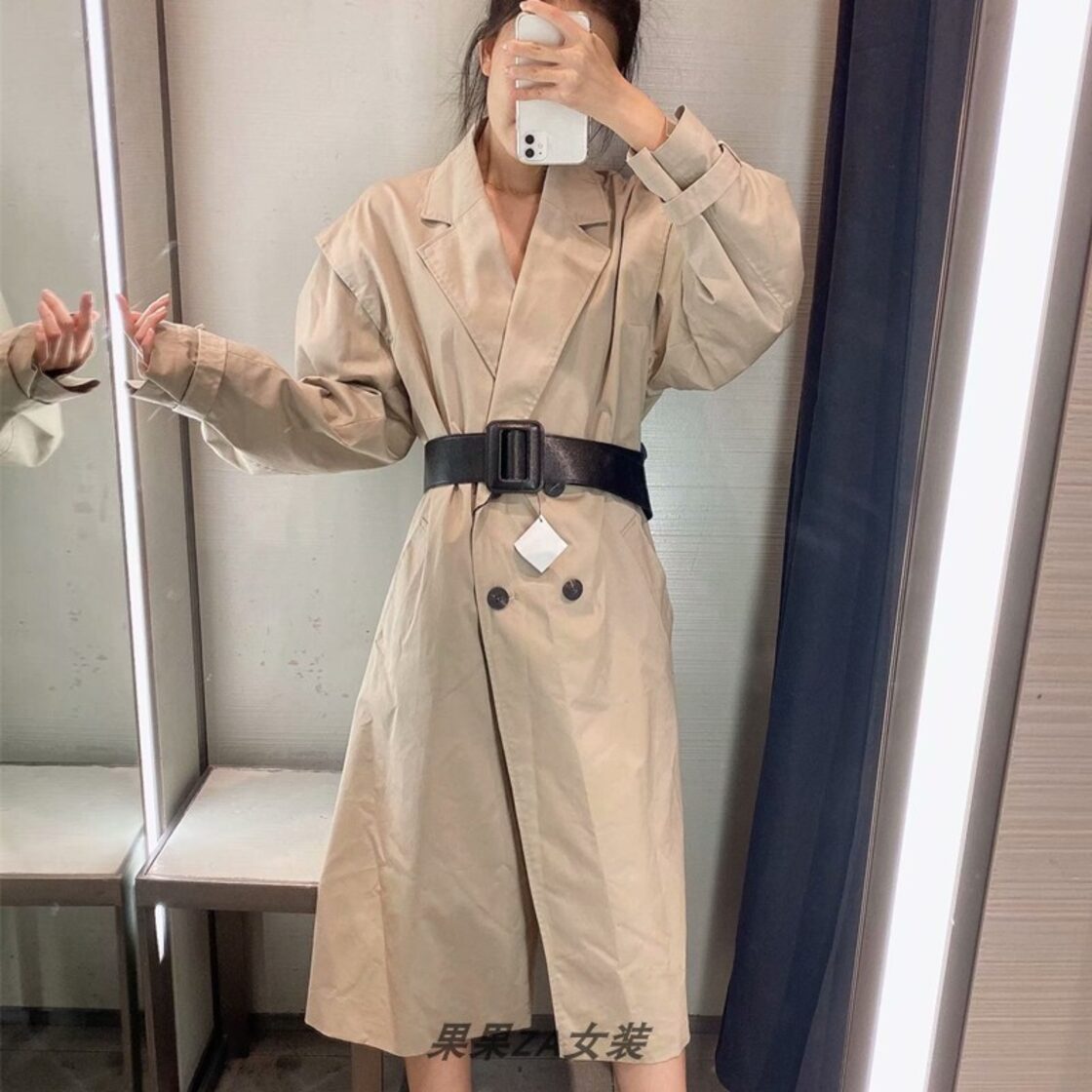 Ω ロングコート ダブルブレストベルト ハーネス Ω アイドル ジャケット