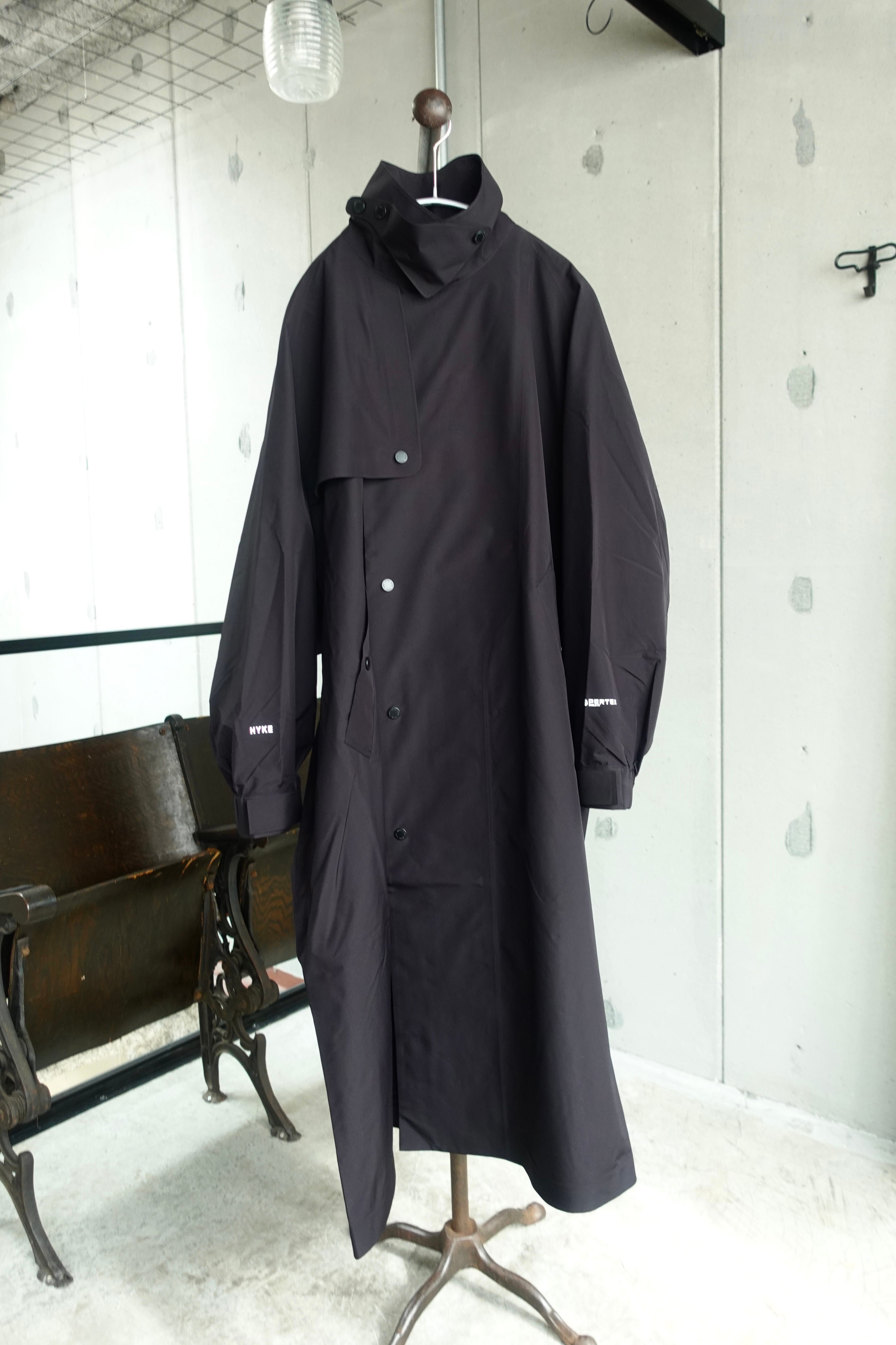 最高 PERTEX 22SS HYKE - HYKE TRENCH サイズ5 BLACK COAT トレンチ