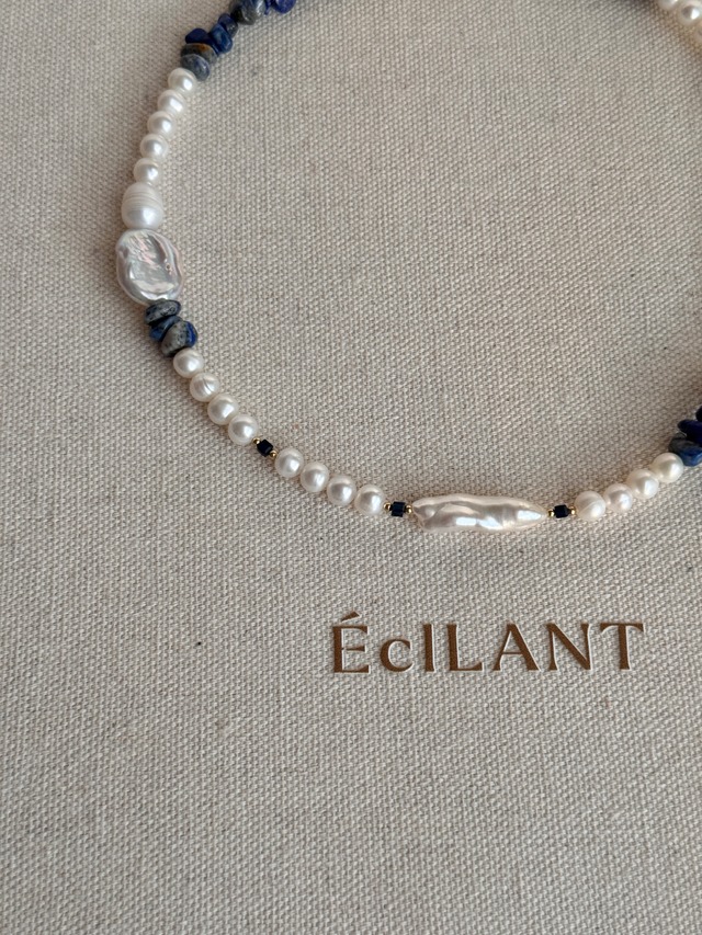 Lapis lazuli × Pearl Necklace［GSN094］