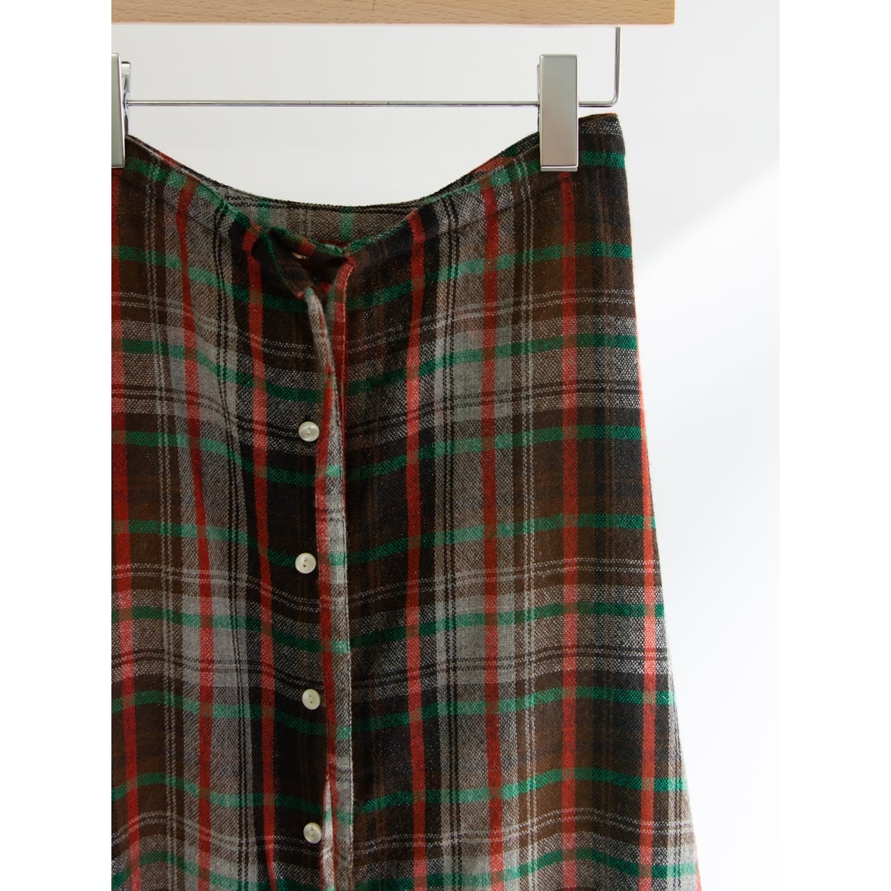 【DONALD DAVIES】Made in Ireland 100% Wool Flare Skirt（アイルランド製 チェック柄ウールフレアスカート）