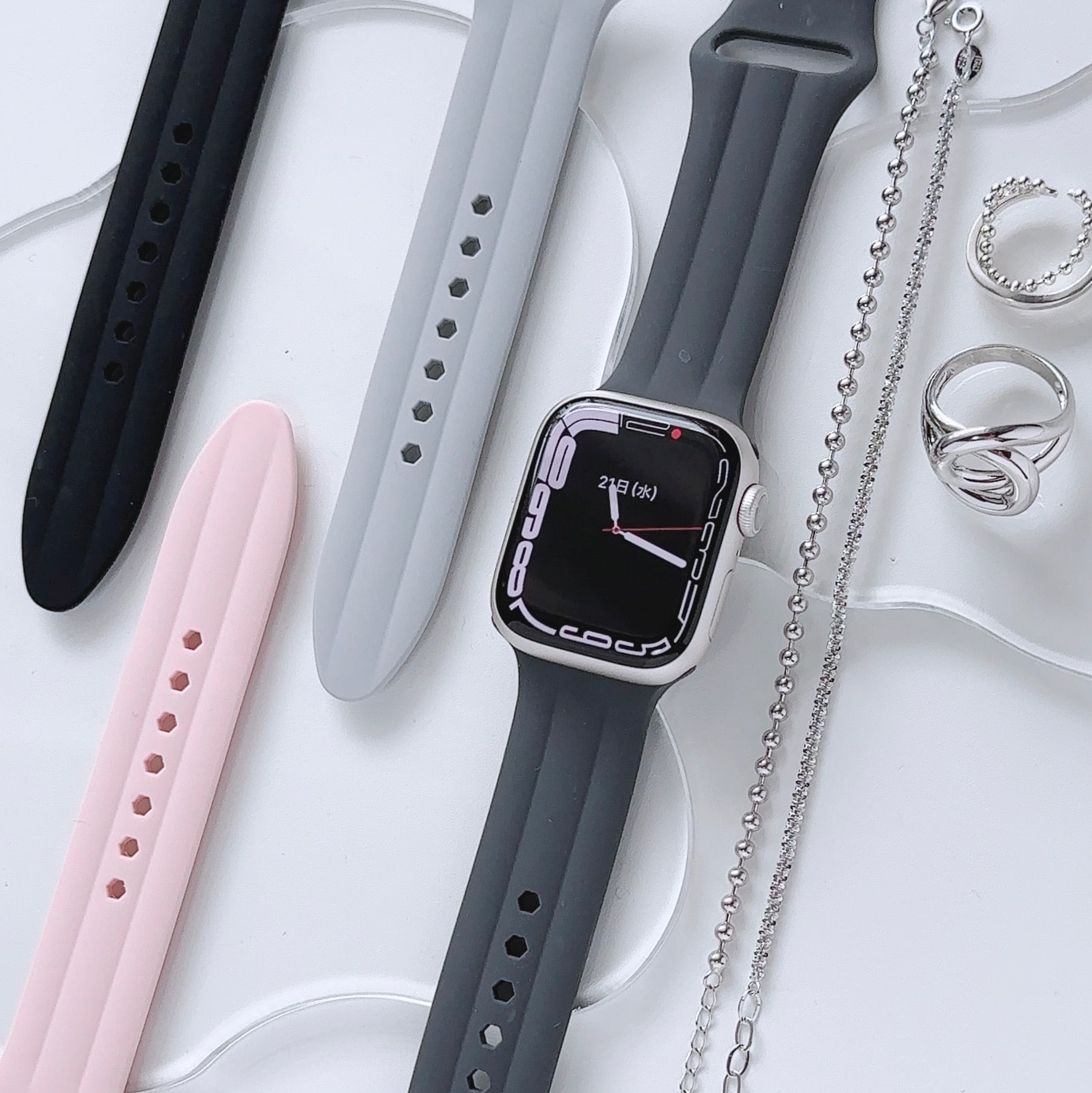 Apple watch シリコンバンド 38 40 41mm ベルト m2e - 時計