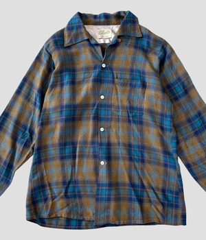 -ARROW- Vintage 60s M rayon ombre check shirt