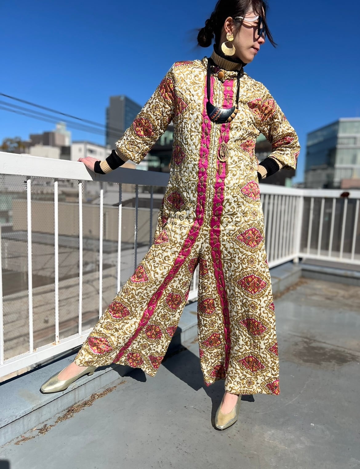 60s -70s quilting jumpsuits ( ヴィンテージ キルティング ジャンプスーツ )