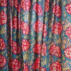 ブロックプリント生地【50cm単位】インド綿 アジサイ柄 青×ピンク×赤 #17027-BL1
