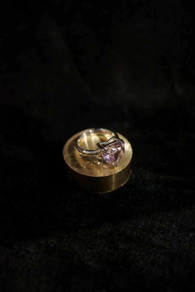 AYNiL jujuwelry 【VTG swarovski heart 3D bed ring small -Pink-】