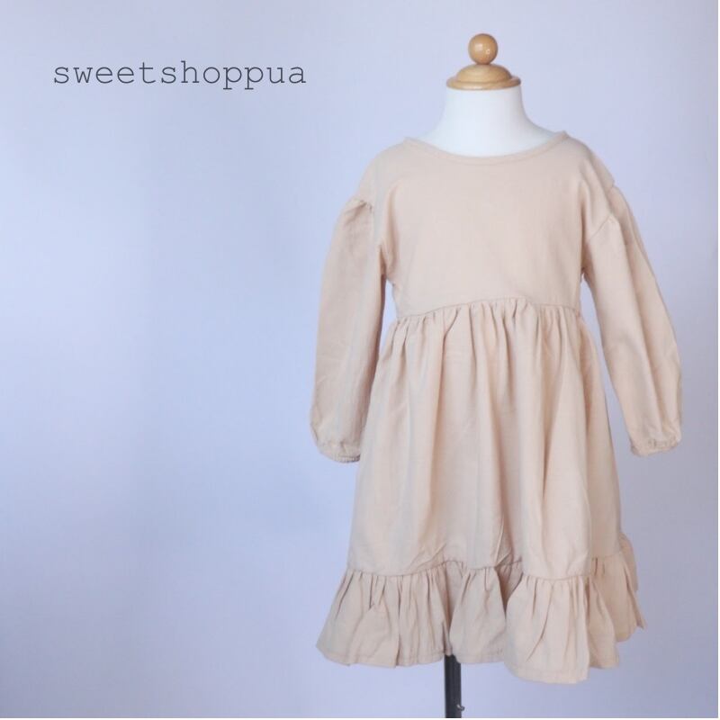 からし色 裾フリル ワンピース 7444 306 海外子供服 Sweetshop Pua