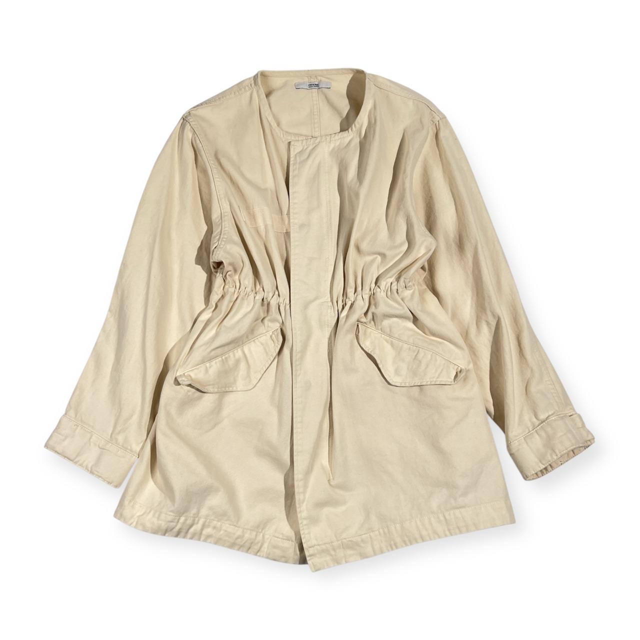 relume レリューム ノーカラー  ウエストドローコード コットン ジャケット F/ホワイト系 レディース