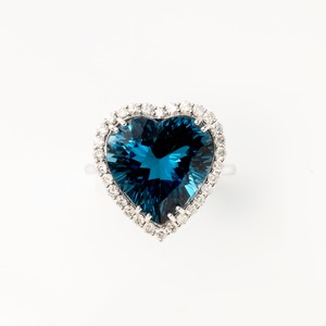 ロンドンブルートパーズ ダイヤモンド Halo Grand Bijoux 18K Ring