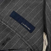 イタリア製 LARDINI ラルディーニ ストライプ ウール シングル テーラードジャケット 44REG/グレー メンズ サイドベンツ