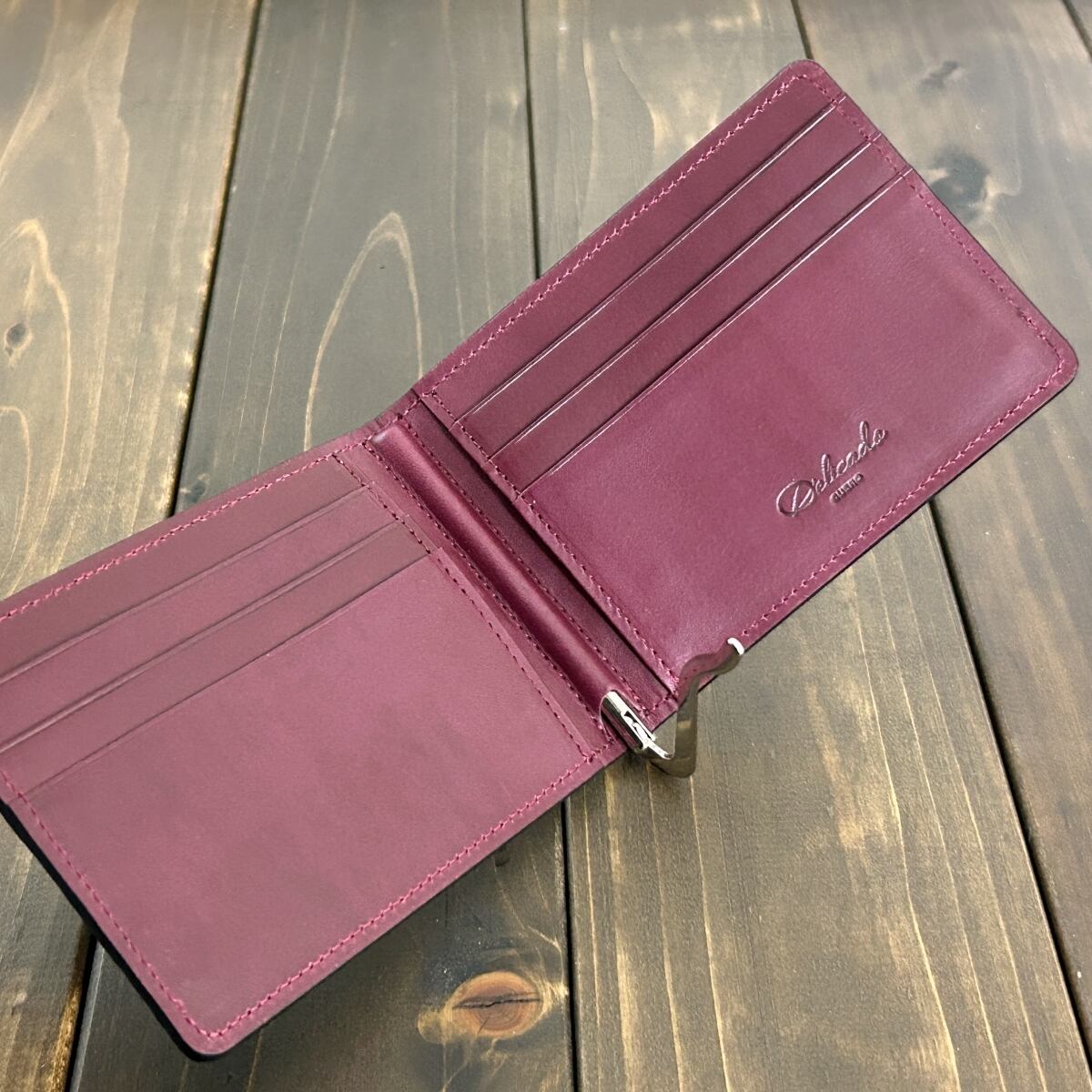 クロコダイル マネークリップ ブラック × ワイン | CUERO DELICADO