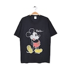 80s ミッキーマウス USA製 ヴィンテージ Tシャツ 袖シングル 黒 ブラック ディズニーオフィシャル サイズL MICKEY MOUSE 古着 @BB0746