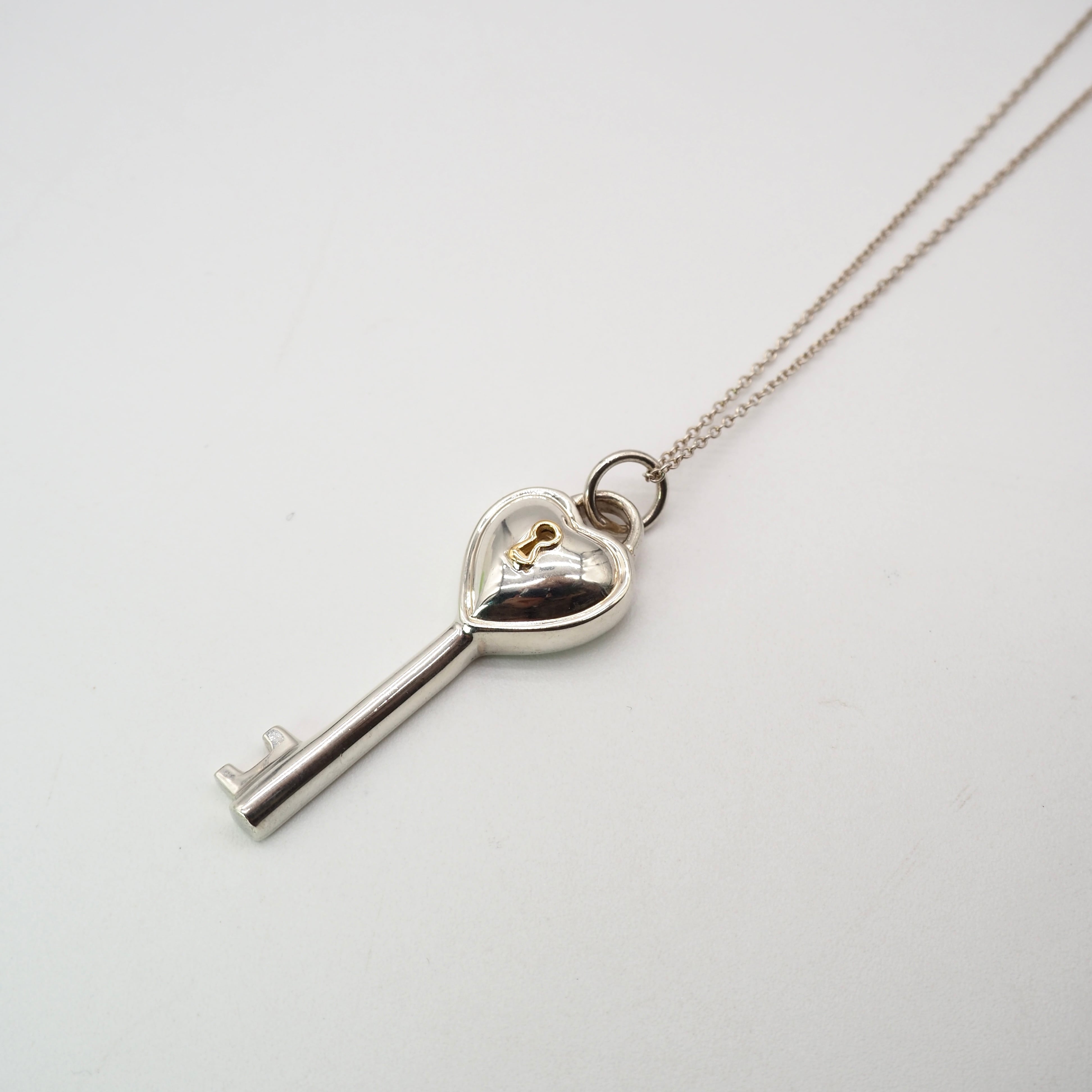 Tiffany&Co. ハートロック キー ネックレス シルバー925 K18