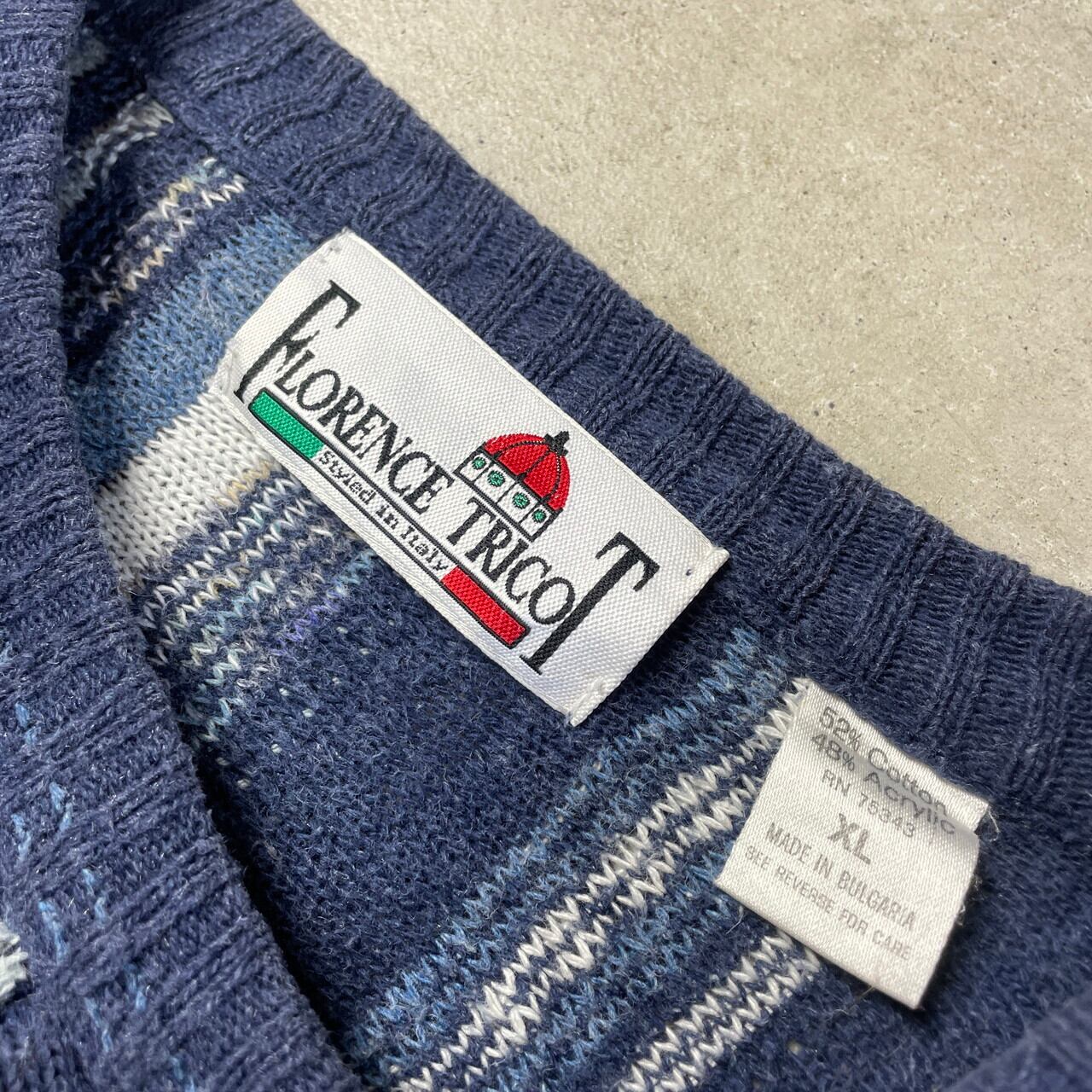 FLORENCE TRICOT クージー風 3Dニット 総柄 コットンニットセーター 