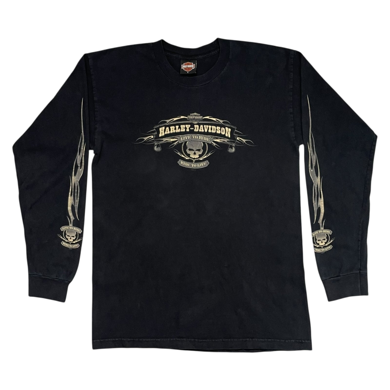 HARLEY-DAVIDSON 2004 LAS VEGAS SKULL FLAME L/S T-SHIRT SIZE L