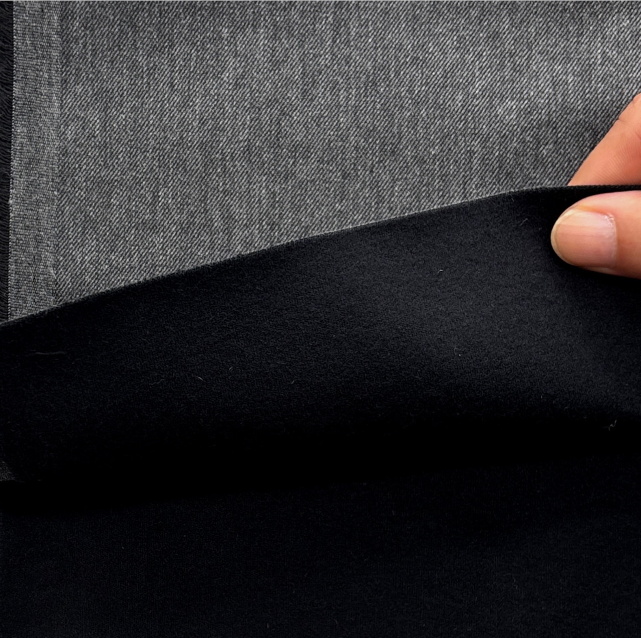 ★NY046◆2m◆綿100%裏起毛デニム生地◆スモークブラック
