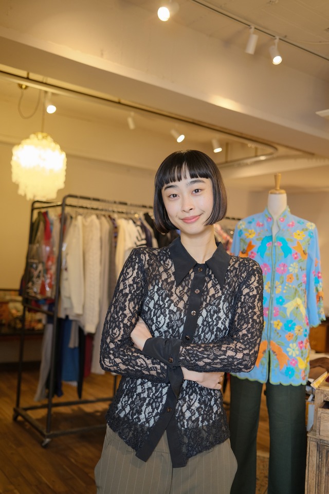 te Quieroブラックレースブラウス